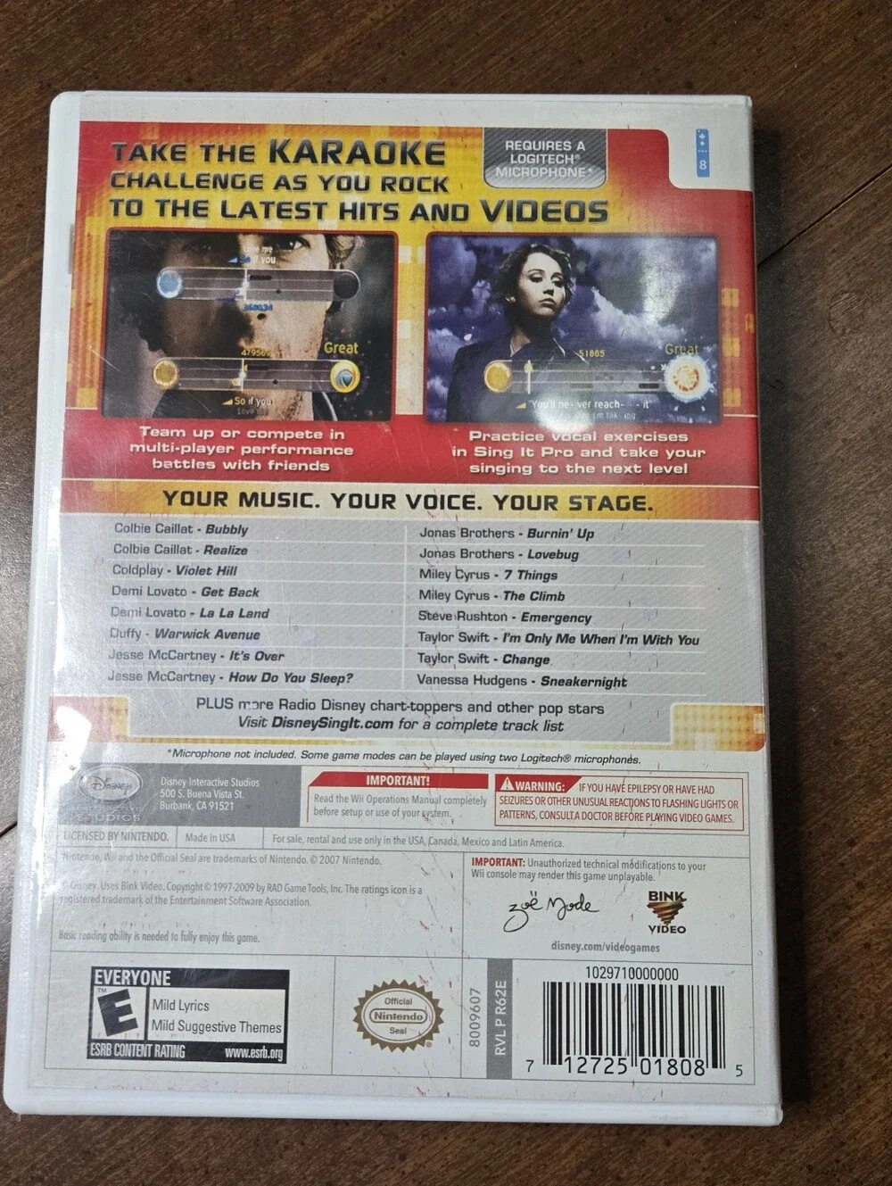 Disney Sing It: Pop Hits Nintendo Wii -  2009 Y2K Karaoke Taylor Swift JB